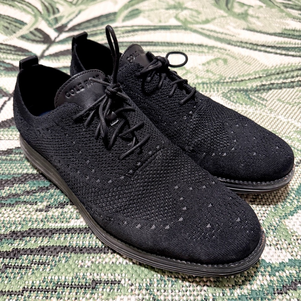 Cole Haan Black Knit Wingtip Oxfords